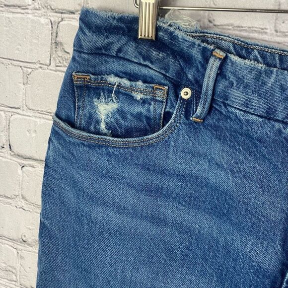 Good American High Rise Always Fits Jeans Medium Wash Distressed Size 10/30 - Picture 5 of 10